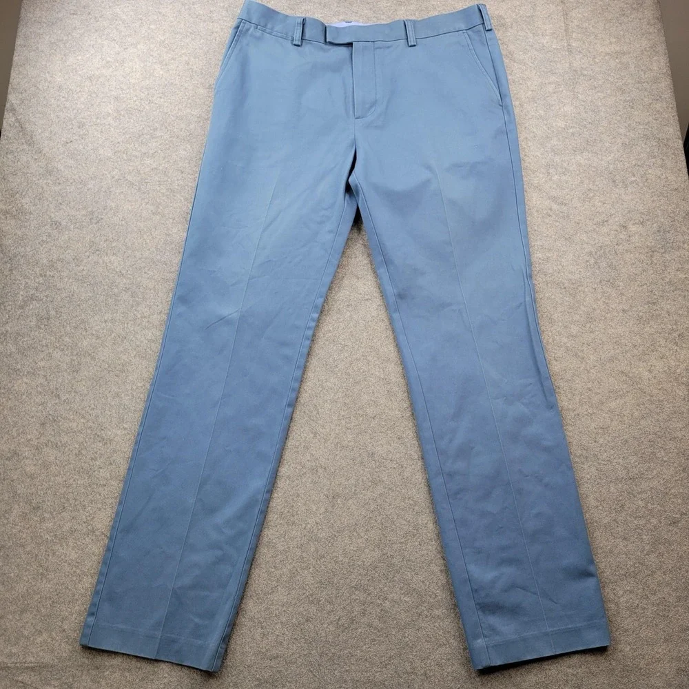 Charles Tyrwhitt Pants Mens 38x34 Blue‎ Chino 100% Cotton Straight Leg Casual